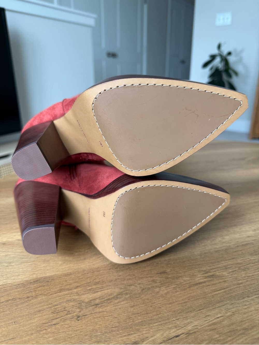 Vince Camuto Ninkisha Suede Western Heeled Boots Ketchup Red US 8 EU 38.5 NWOT - Picture 7 of 14
